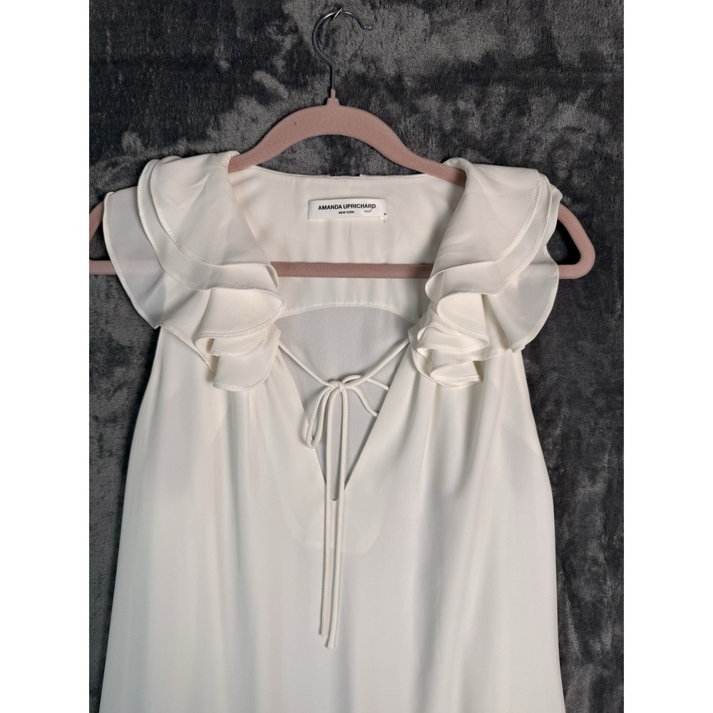Amanda Uprichard Ivory Dress Medium Quiet Luxury Minimalist Clean Girl Ruffle - Picture 4 of 11
